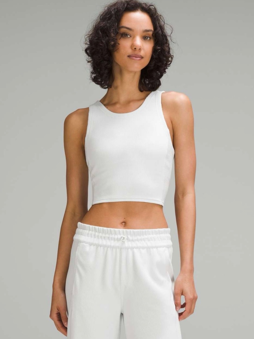 Lululemon Ribbed Softstreme Cropped Tank Top Light Vapor Size 4 Activewear